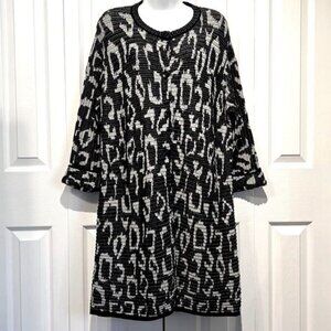 Olsen Europe Black White Patterned Cardigan Size M  10 